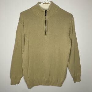 Oscar de la Renta Tan Quarterzip Pullover Sweater Size L